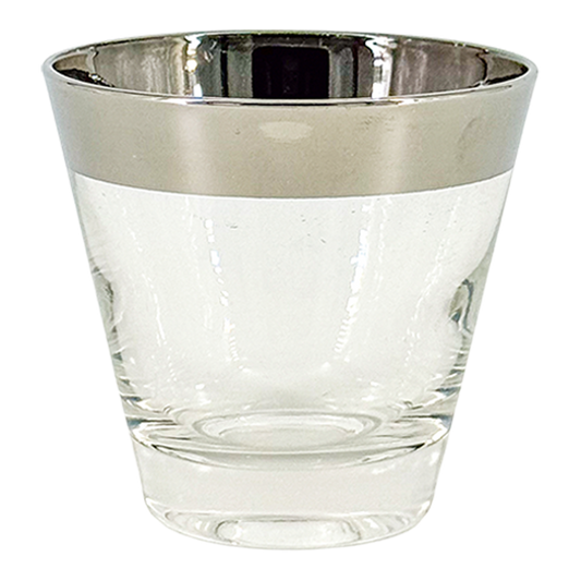 1960s American : set six silver banded tapered whiskey tumbler