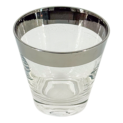 1960s American : set six silver banded tapered whiskey tumbler