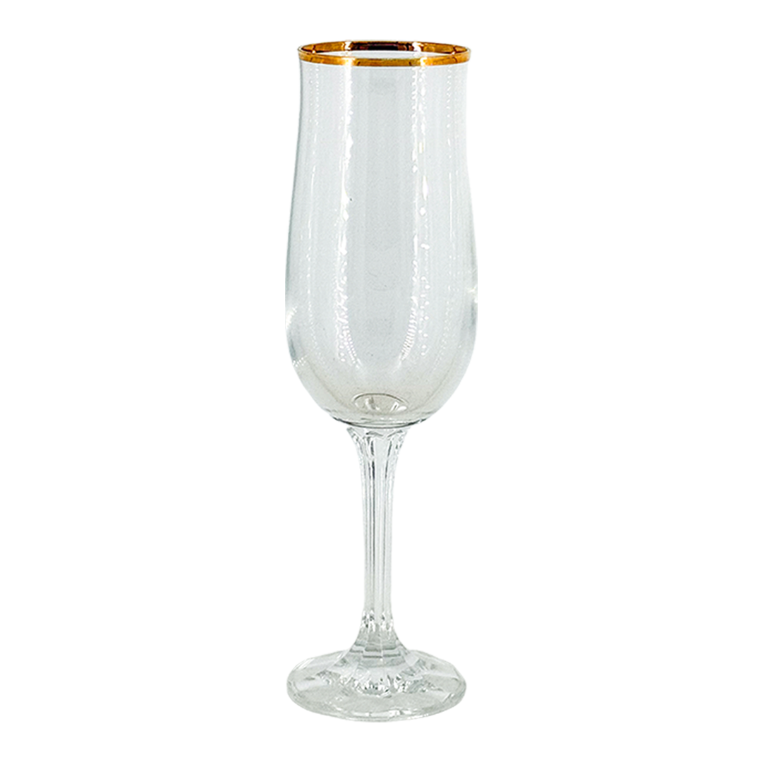 1970s European : set of six gold-banded champagne flutes