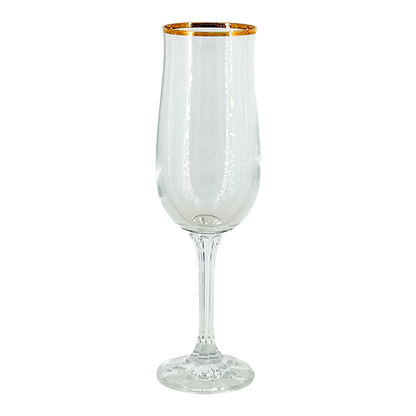 1970s European : set of six gold-banded champagne flutes