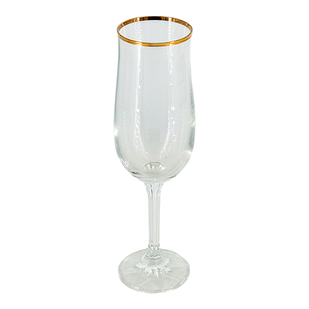 1970s European : set of six gold-banded champagne flutes