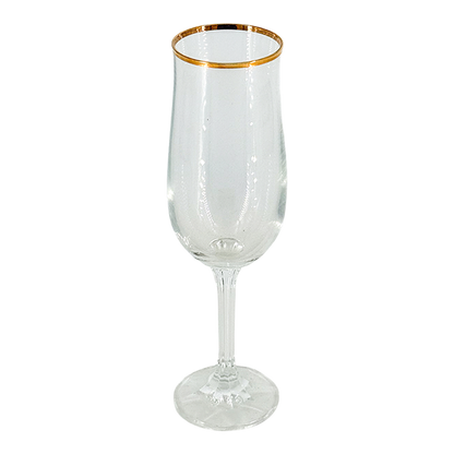 1970s European : set of six gold-banded champagne flutes