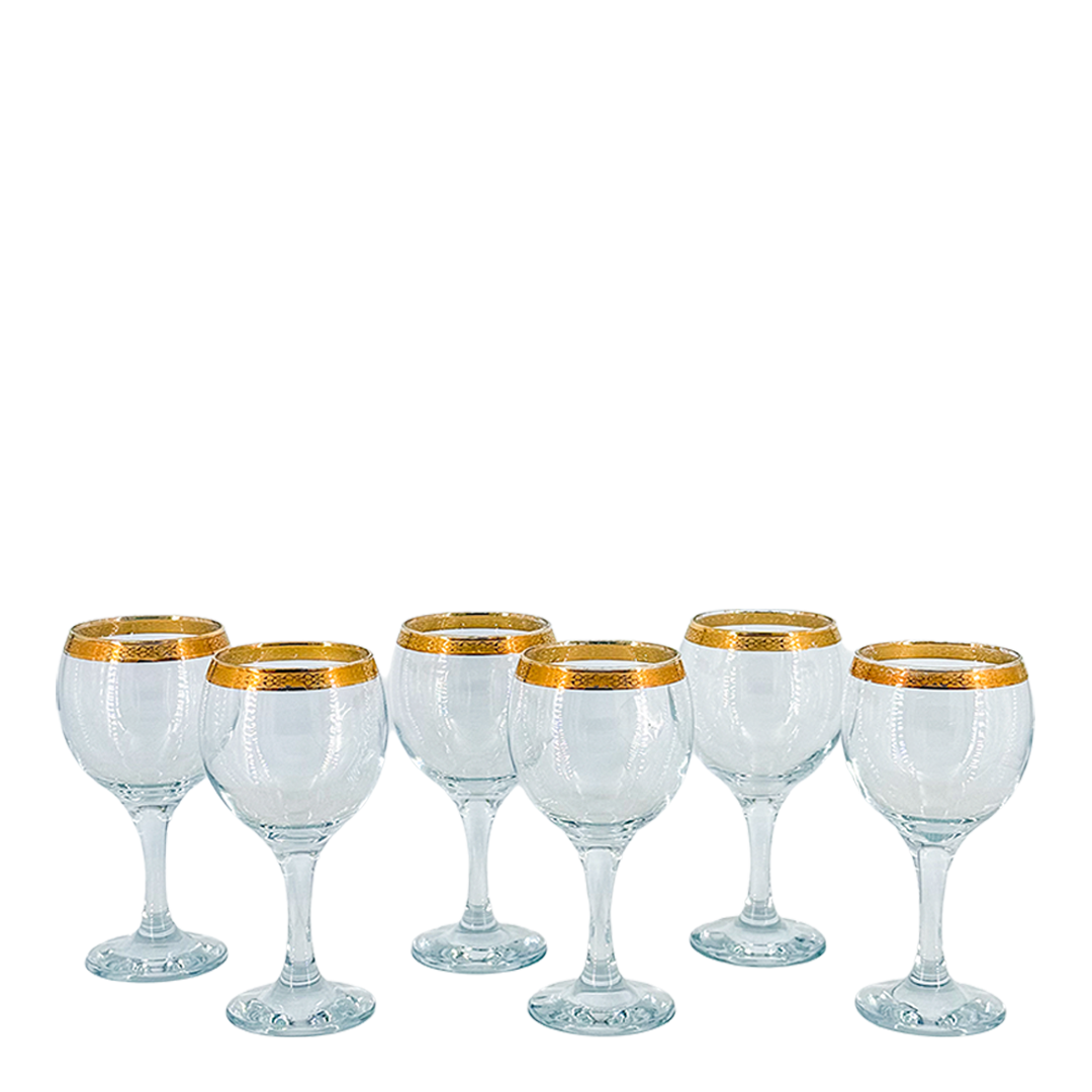 Mid-century European : gold banded decanter + cordial/aperitif set