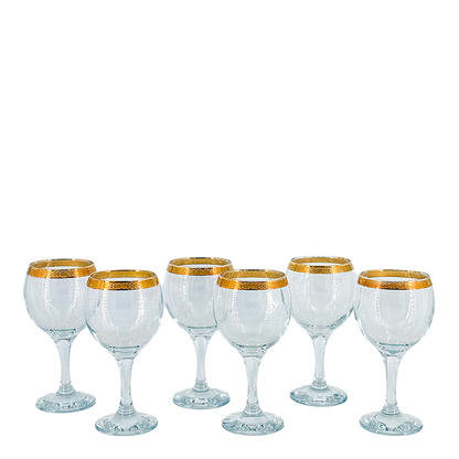 Mid-century European : gold banded decanter + cordial/aperitif set