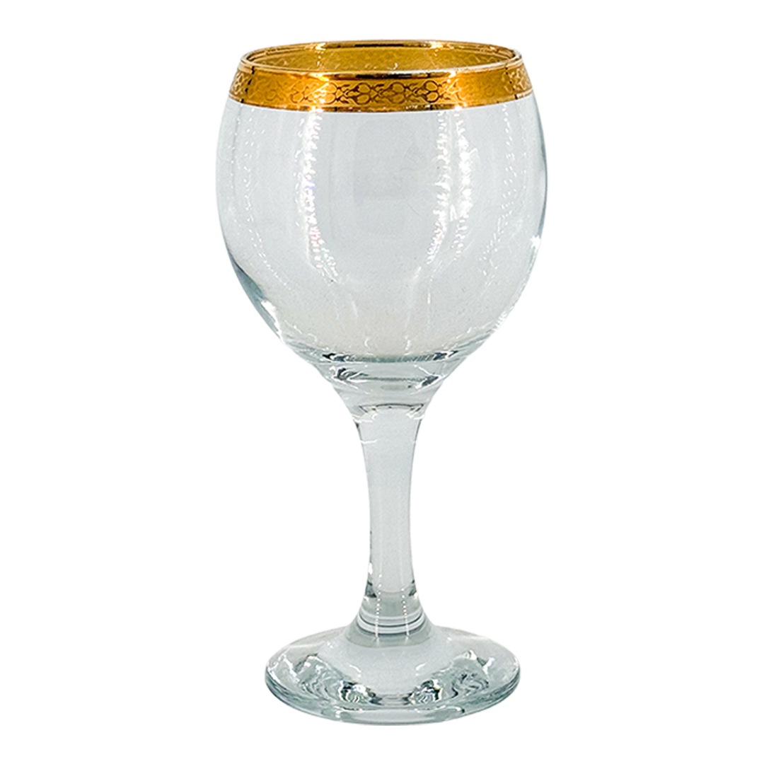 Mid-century European : gold banded decanter + cordial/aperitif set