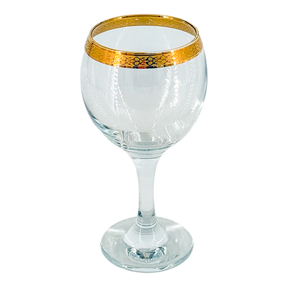 Mid-century European : gold banded decanter + cordial/aperitif set