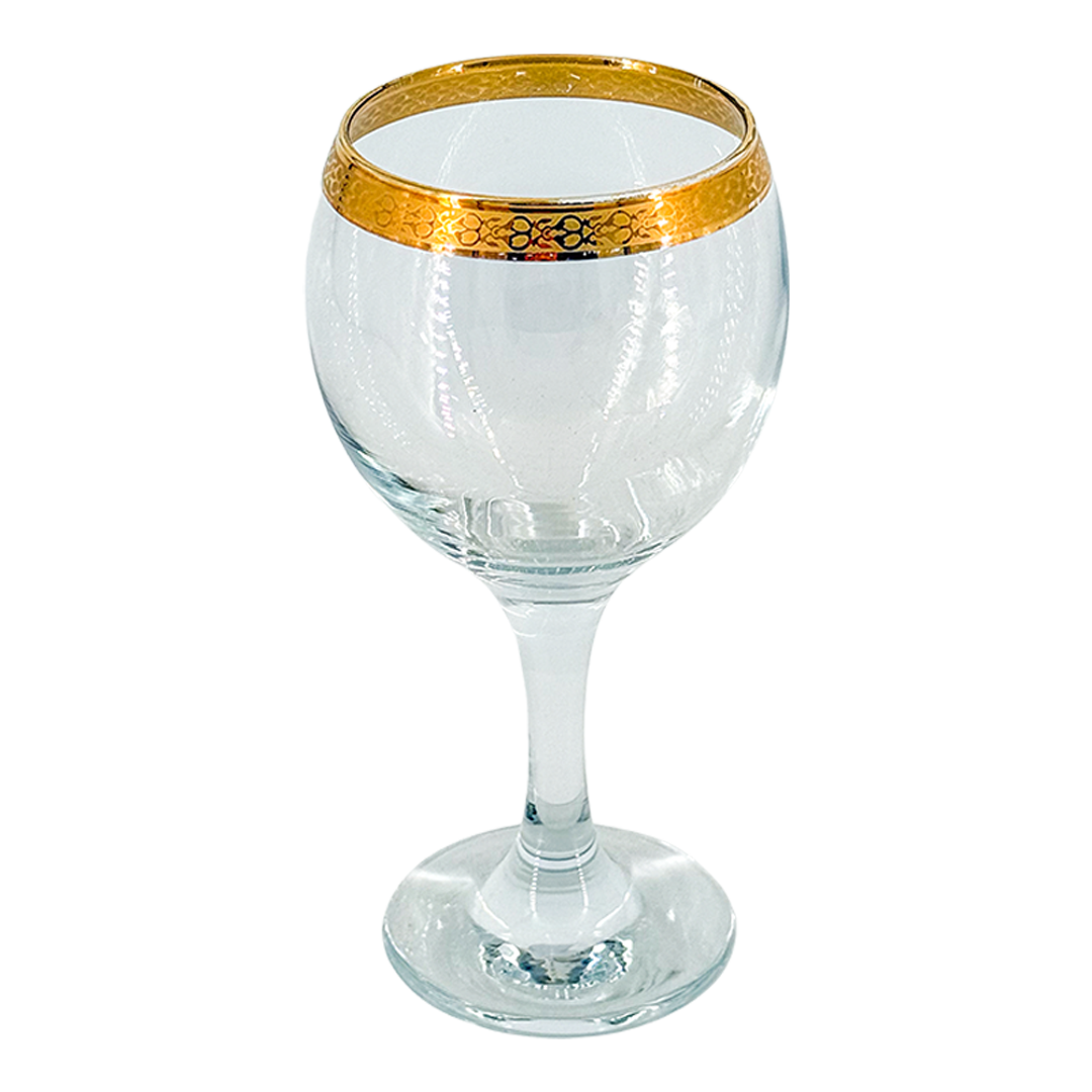 Mid-century European : gold banded decanter + cordial/aperitif set