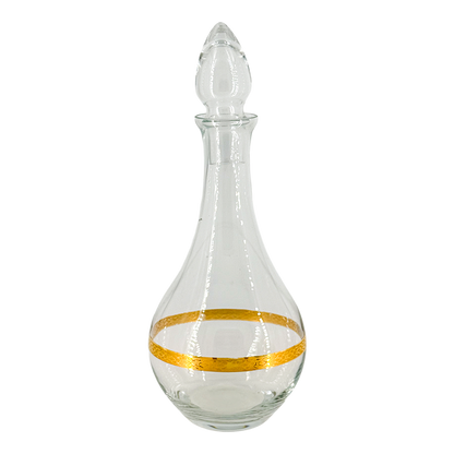 Mid-century European : gold banded decanter + cordial/aperitif set