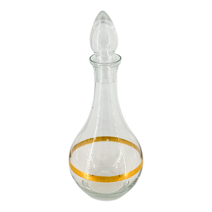 Mid-century European : gold banded decanter + cordial/aperitif set