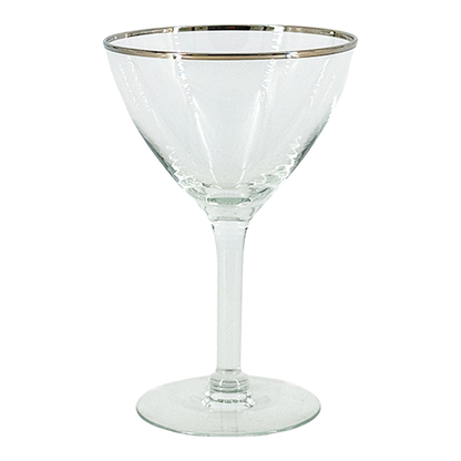 Late 20thc American : set six silver banded cocktail coupe or martini