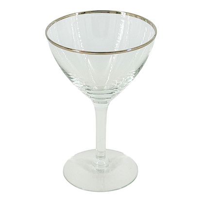 Late 20thc American : set six silver banded cocktail coupe or martini