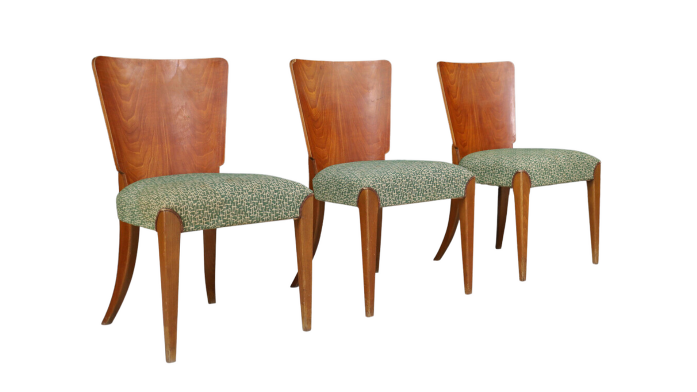 Set four Jindrich Halabala 1930s walnut dining chairs