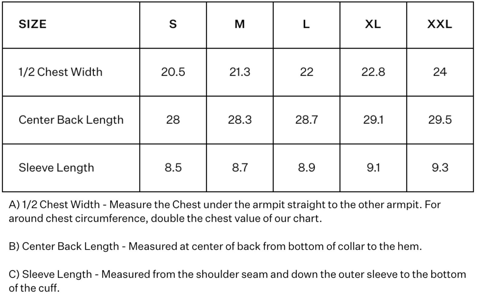 Size Chart