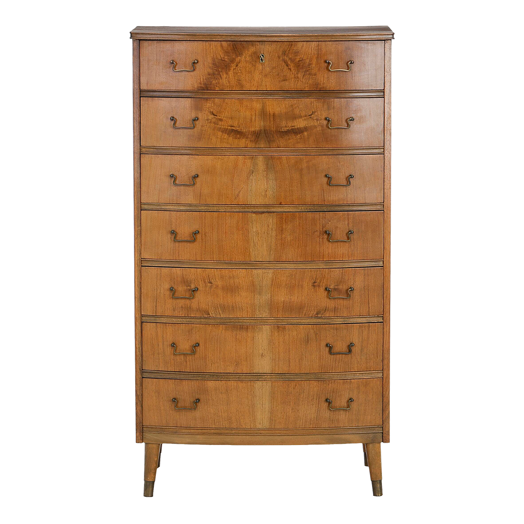 1950s Swedish : eight-drawer bowed 50