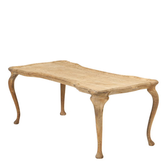1940s Frits Henningsen : curved oakwood coffee table w/cabriole legs