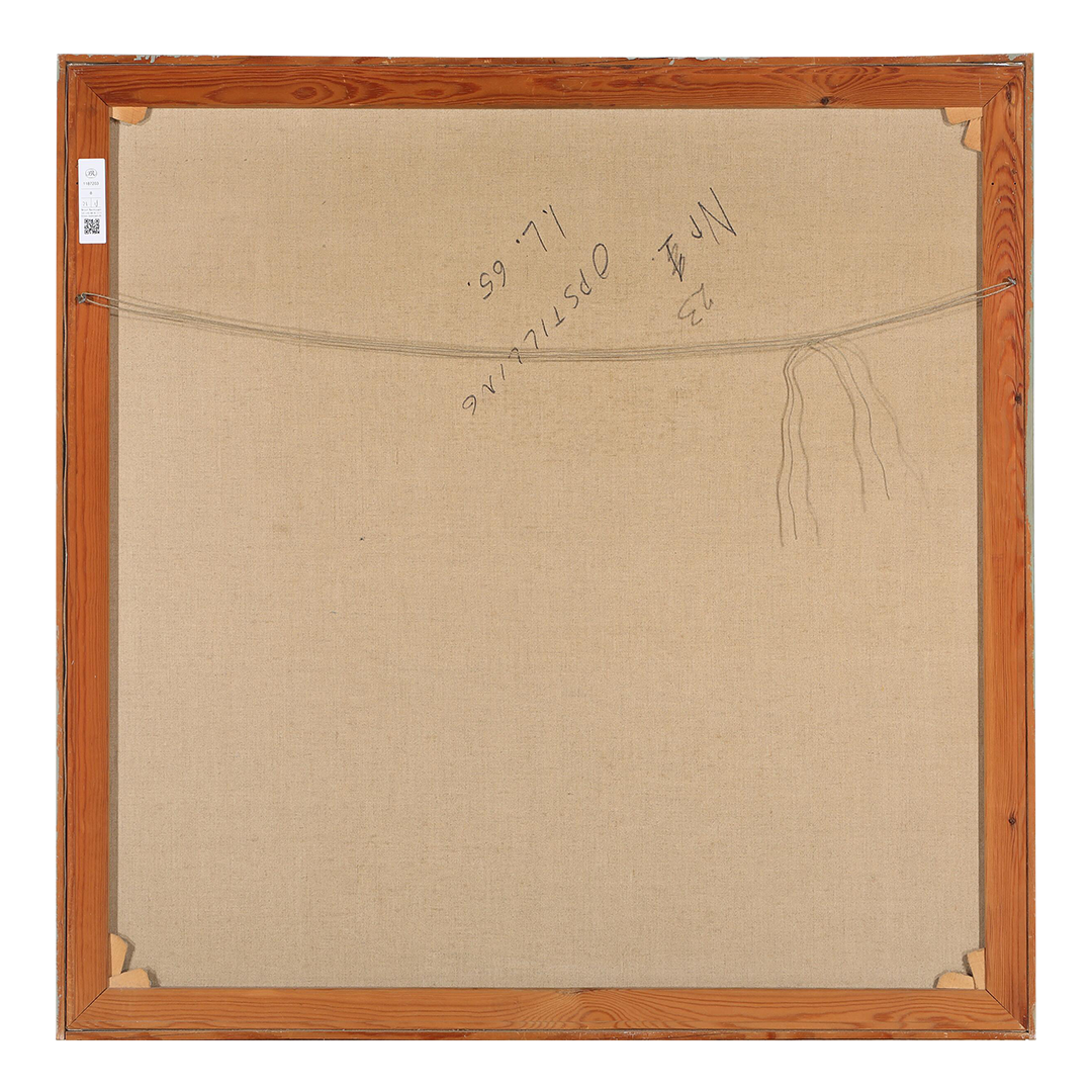 1965 Ib Lauritzen : large 40" square abstract composition "Opstillin"