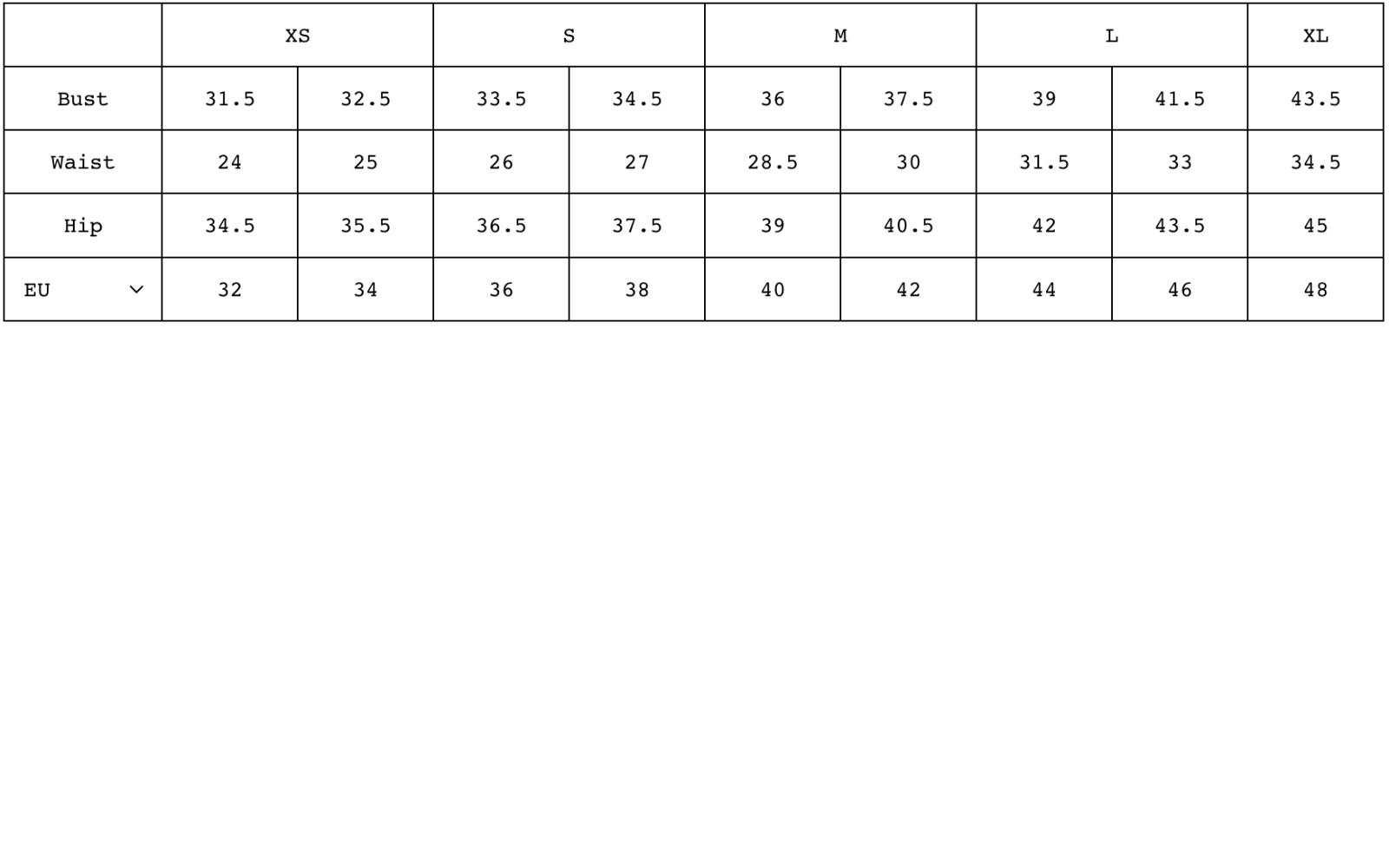 Size Chart