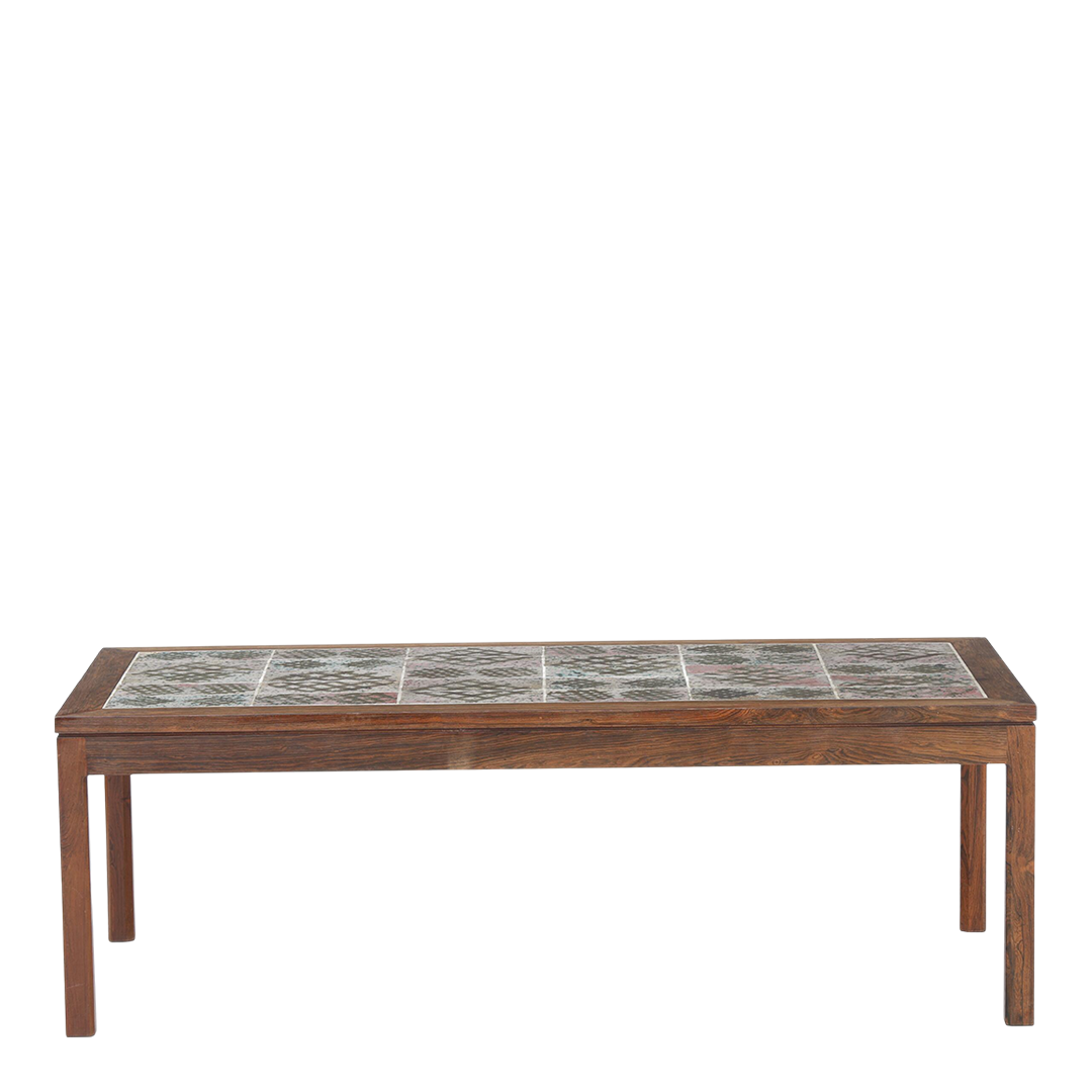 1960s Tue Poulsen : rosewood and tile top coffee table, Denmark
