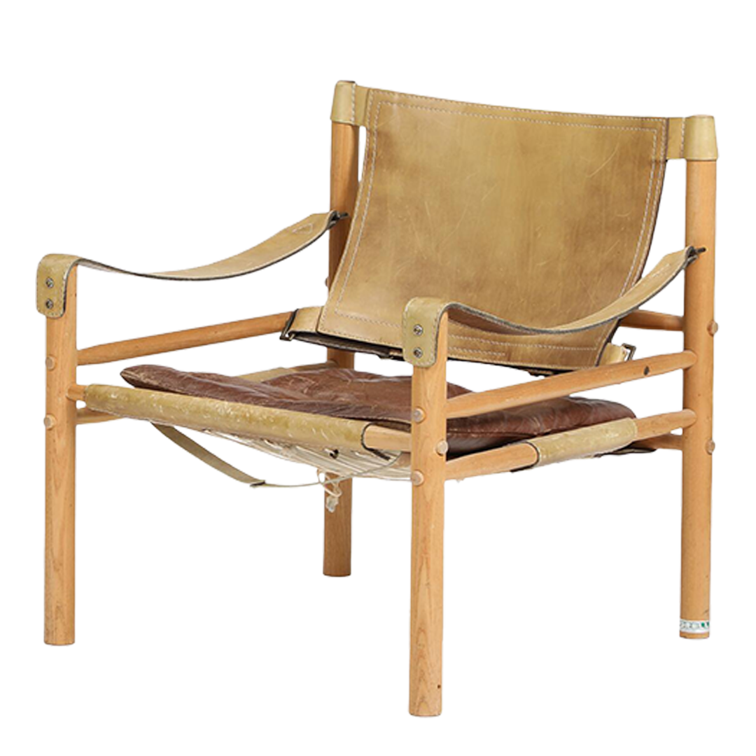 1964 Arne Norell : cognac leather "Sirocco" safari chair, Sweden