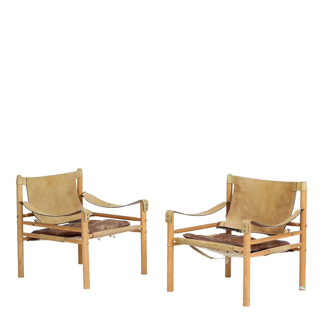 1964 Arne Norell : cognac leather "Sirocco" safari chair, Sweden