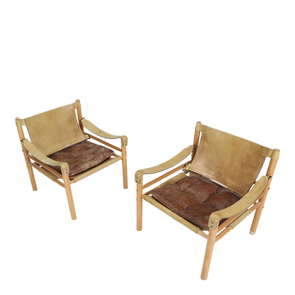 1964 Arne Norell : cognac leather "Sirocco" safari chair, Sweden