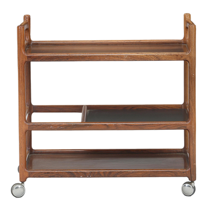 1960s Johannes Andersen : three-tier rosewood serving trolley, Silkborg