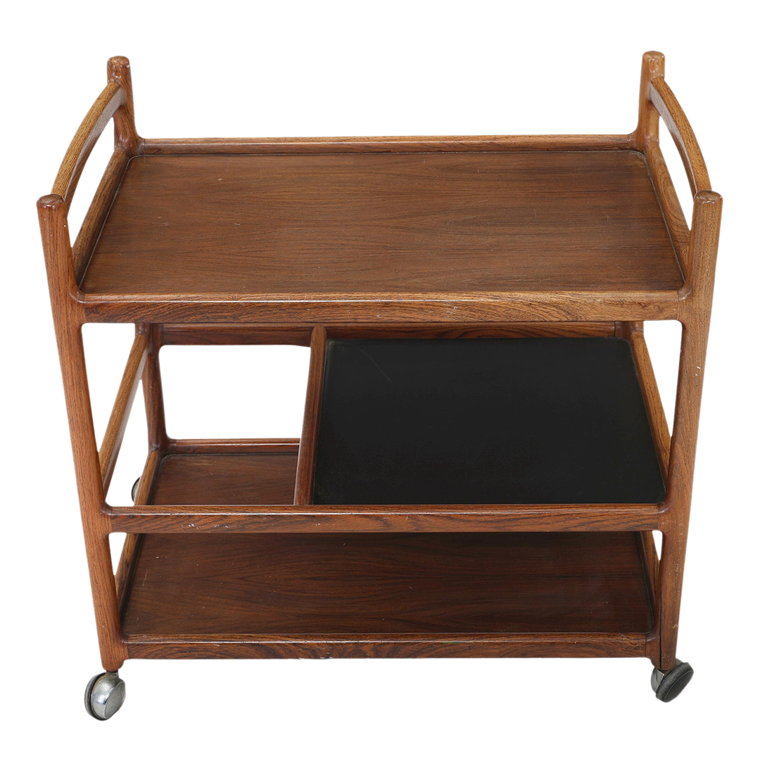 1960s Johannes Andersen : three-tier rosewood serving trolley, Silkborg