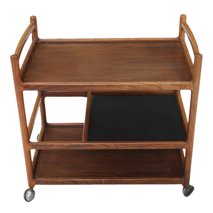 1960s Johannes Andersen : three-tier rosewood serving trolley, Silkborg