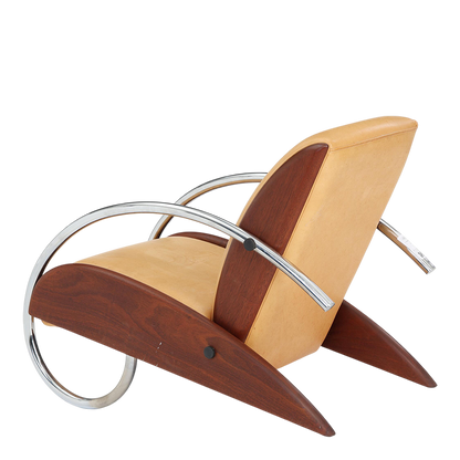 1990 Klaus Wettergren : Neo-Modernist "Streamline" leather lounge chair