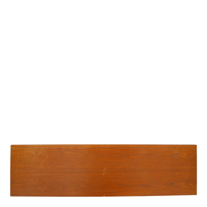1960s Clausen & Søn : teakwood 63" credenza with bowtie drawer pulls