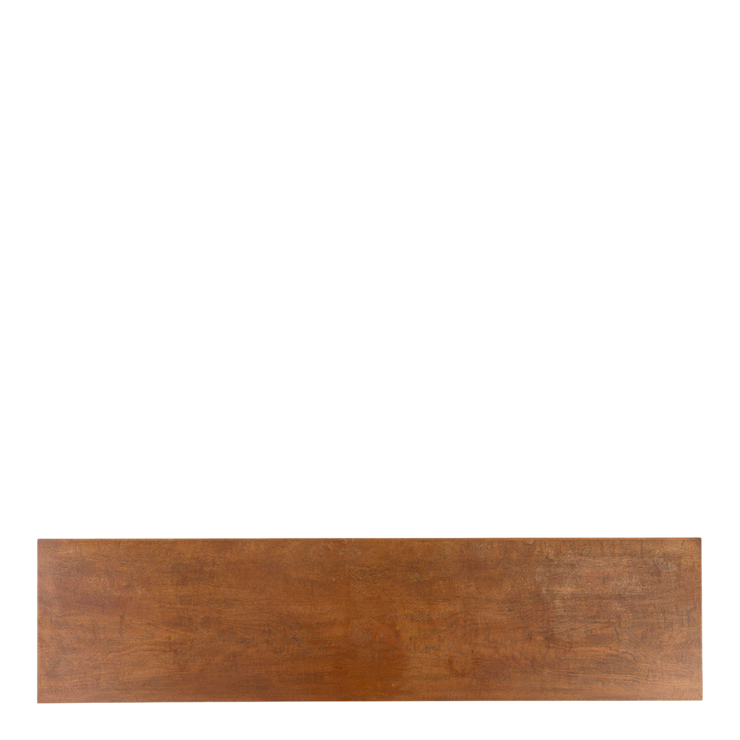 1960s Danish: teakwood 70" credenza w/central drawers & brass detail