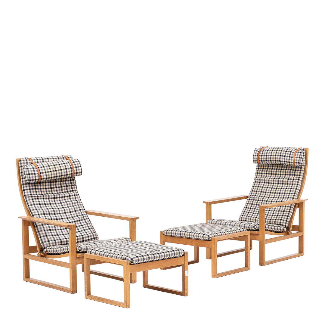1956 Borge Mogensen : "The Runner" oakwood lounge chair + ottoman