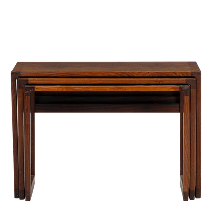 1970s Danish Design : set three rosewood square form nesting tables