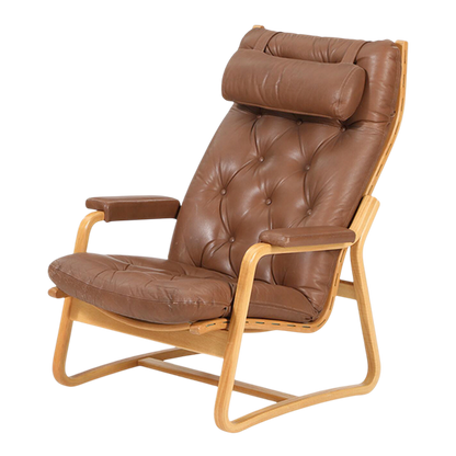 1970s Ditte & Adrian Heath : high back leather lounge chair, Model 5311
