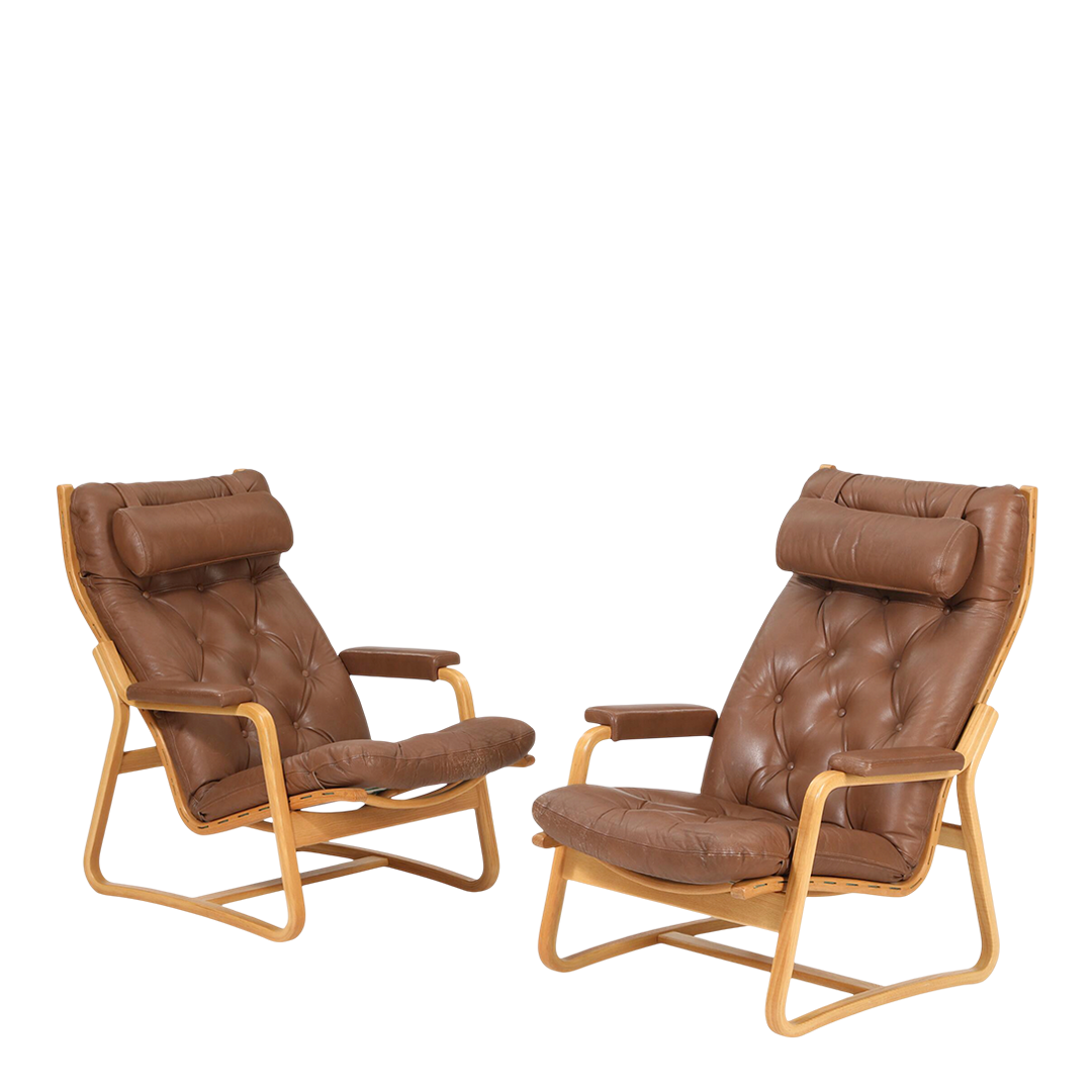 1970s Ditte & Adrian Heath : high back leather lounge chair, Model 5311
