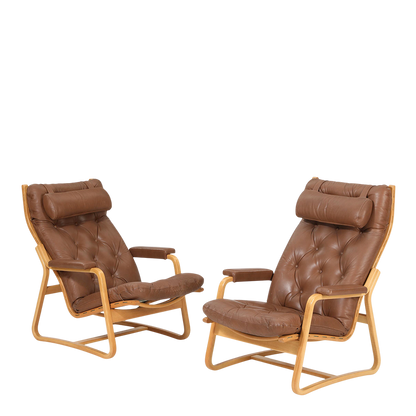 1970s Ditte & Adrian Heath : high back leather lounge chair, Model 5311