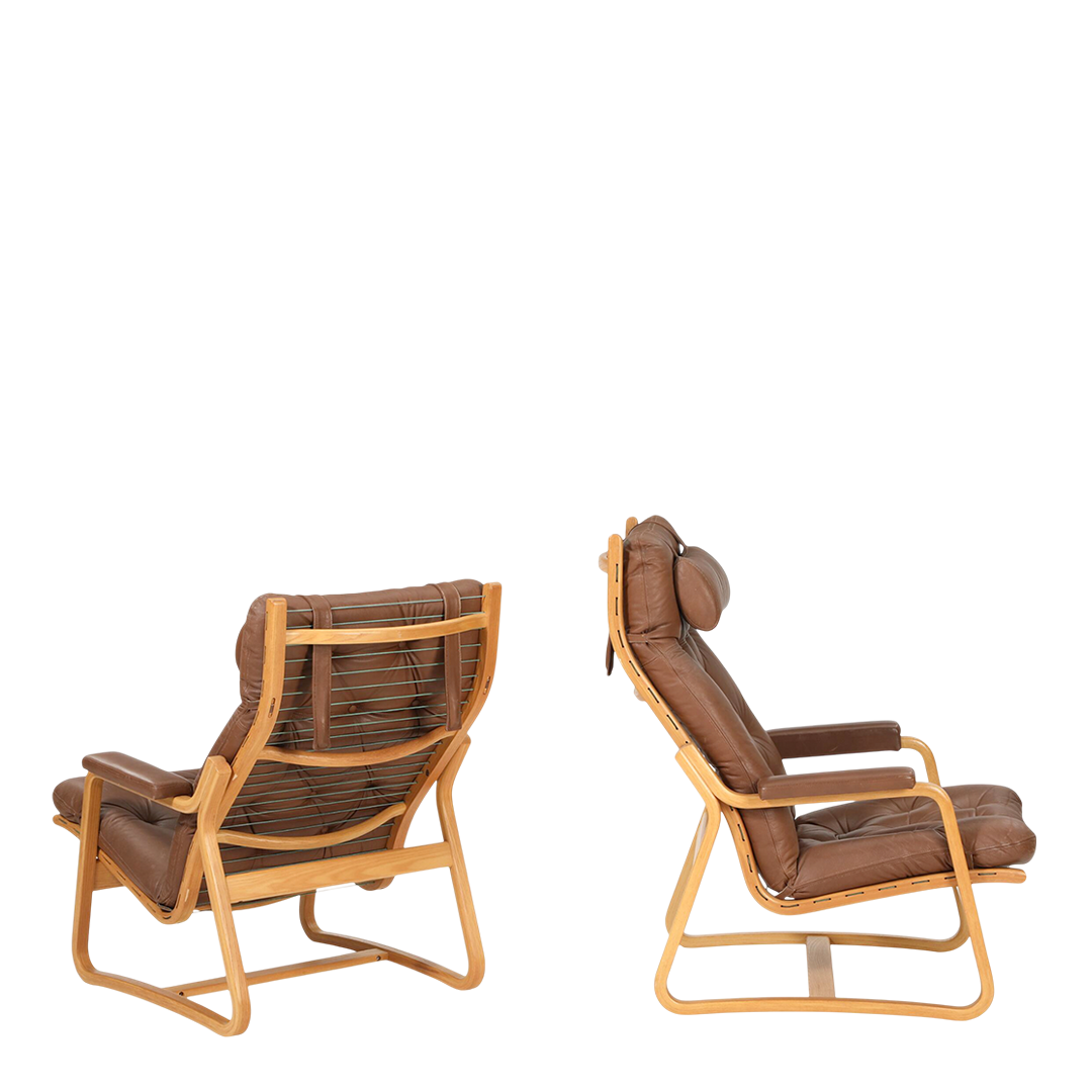 1970s Ditte & Adrian Heath : high back leather lounge chair, Model 5311