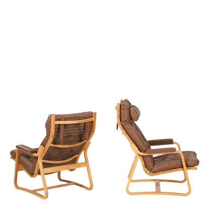 1970s Ditte & Adrian Heath : high back leather lounge chair, Model 5311