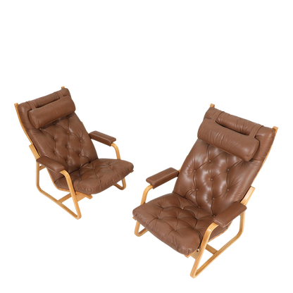 1970s Ditte & Adrian Heath : high back leather lounge chair, Model 5311