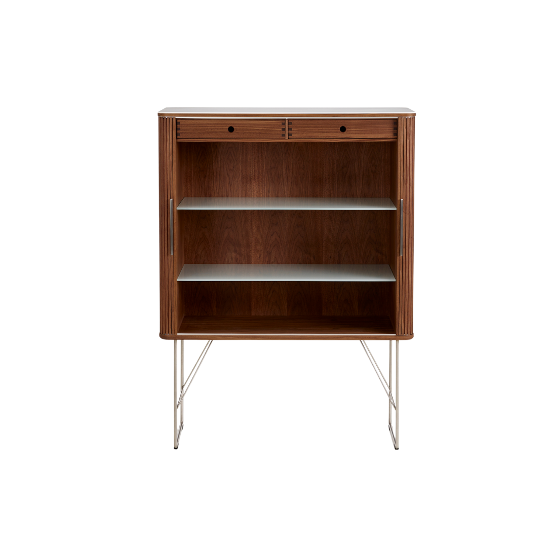 Nissen & Gehl : oakwood & Corian tambour door cabinet, Model AK2740