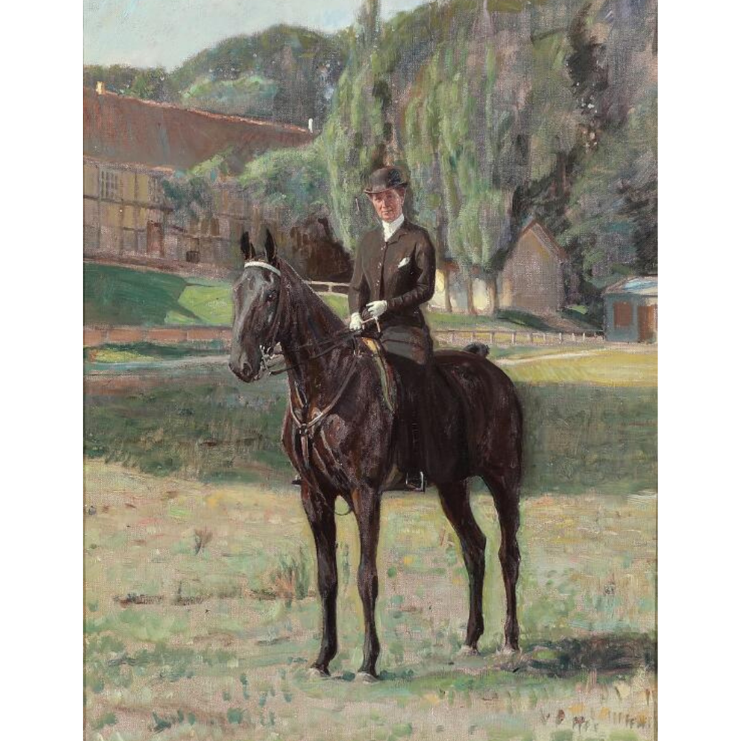 1919 Danish : Sophus Jürgensen "Portrait of a Woman on Horseback