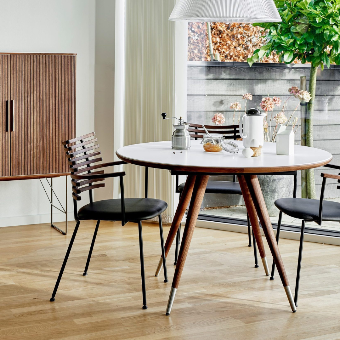 Henrik Lehm : Tiger dining chair, oiled oak & blackened steel, Denmark