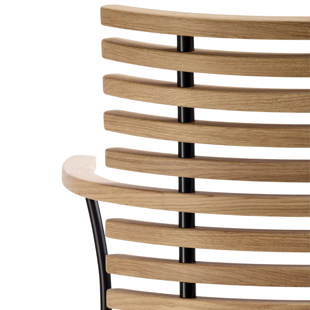 Henrik Lehm : Tiger dining chair, oiled oak & blackened steel, Denmark