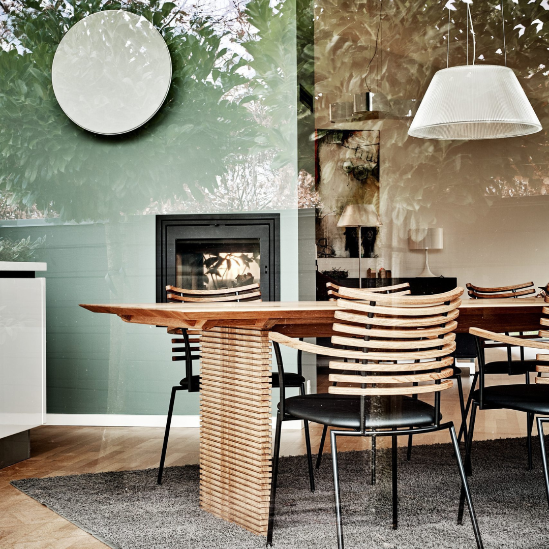 The Naver Collection : "Straight" dining table in oiled oak, 83" Model GM3500