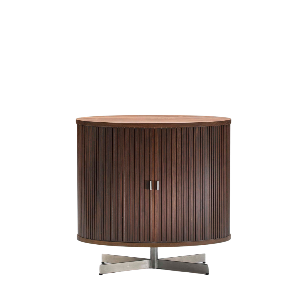 Nissen & Gehl : low reeded tambour cabinet on steel base, Denmark