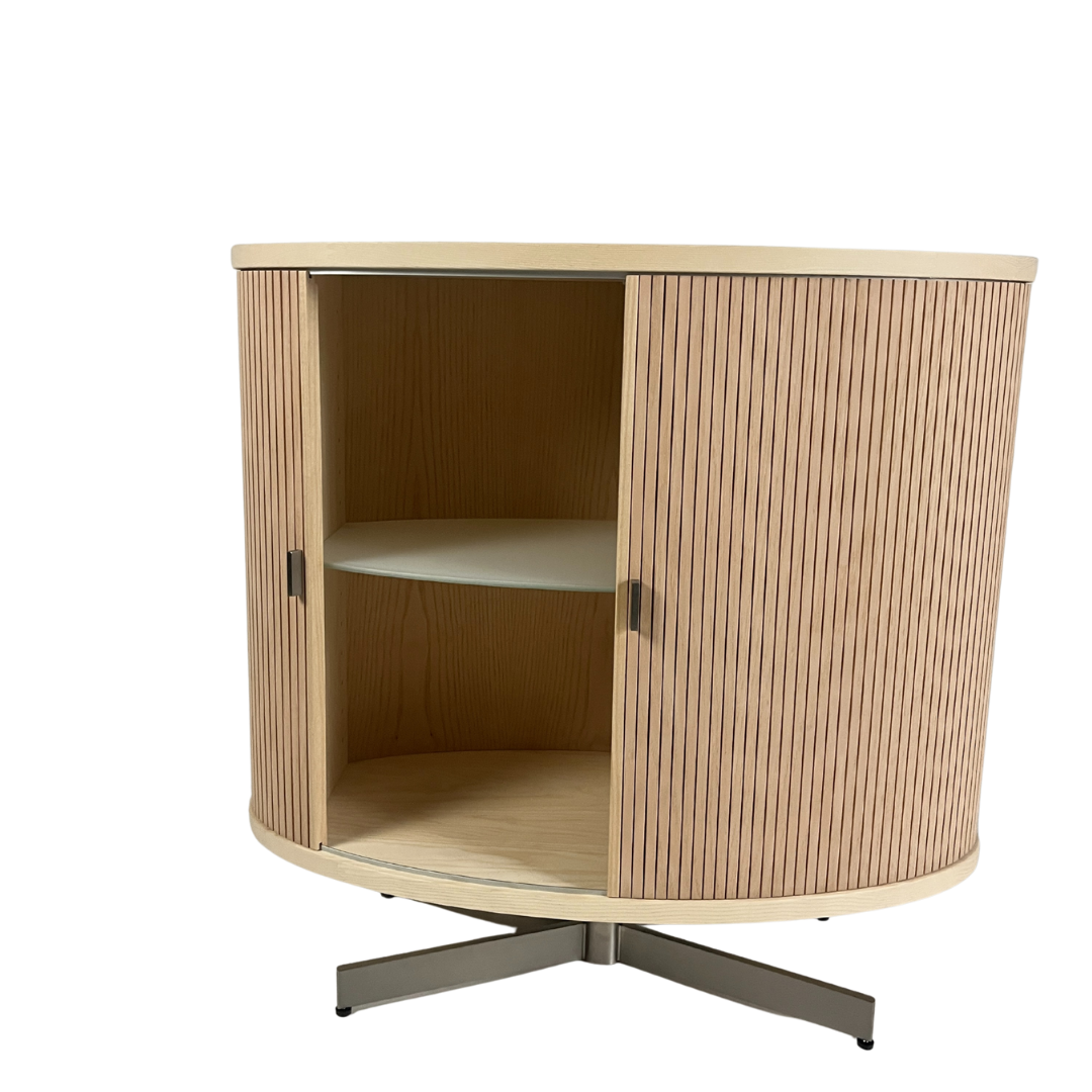 Nissen & Gehl : low reeded tambour cabinet on steel base, Denmark