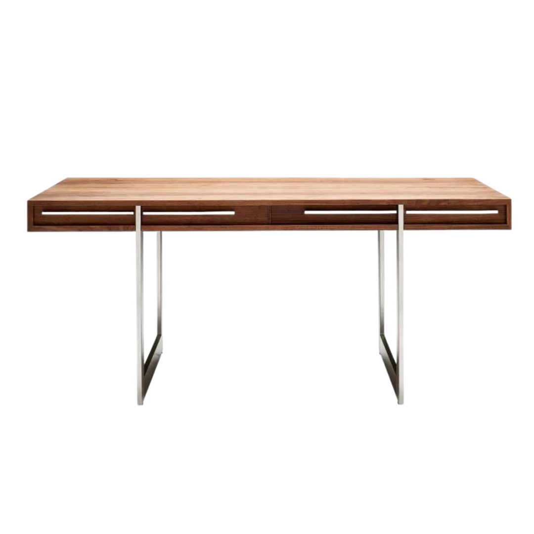 Nissen & Gehl : walnut & stainless steel desk, Model AK 1340