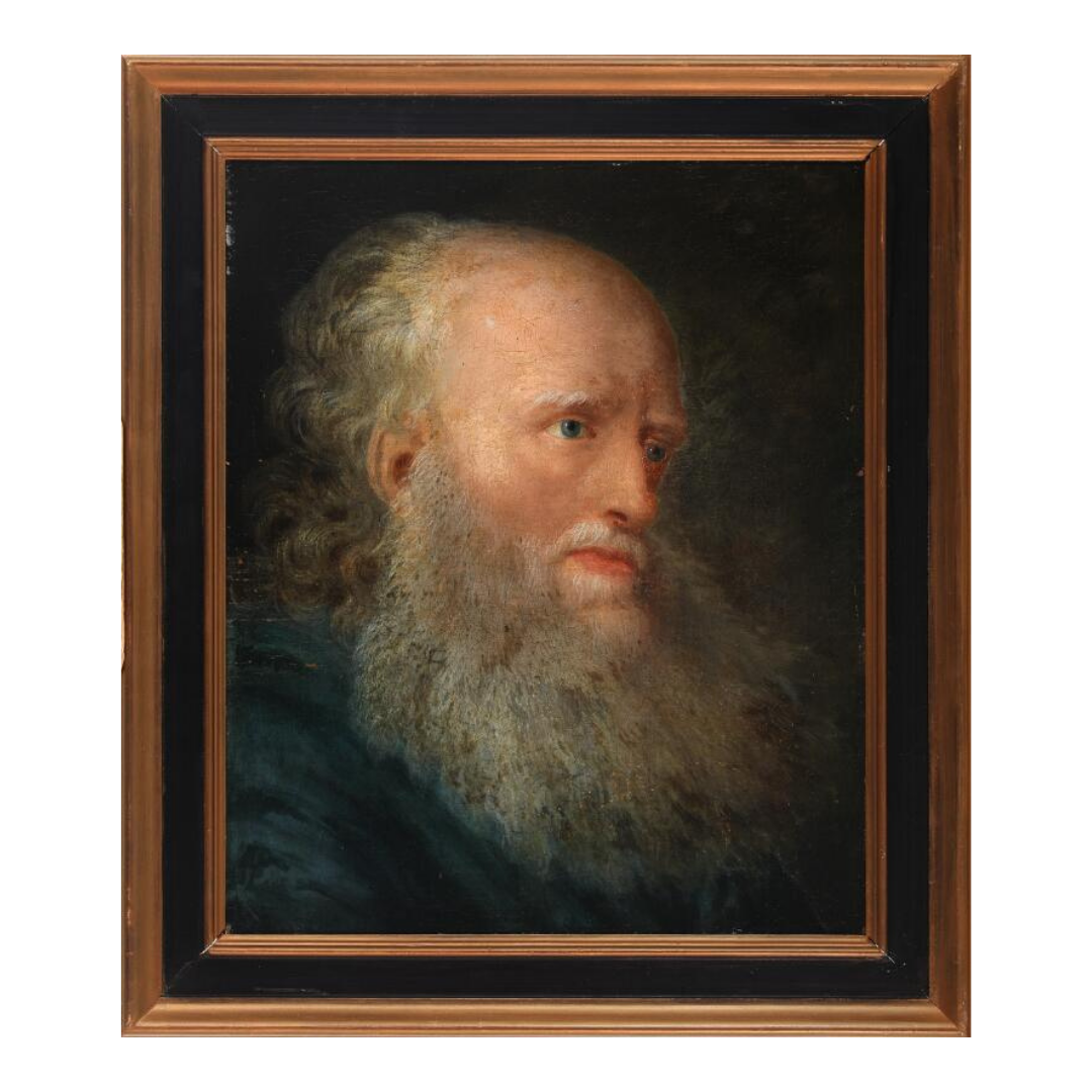 18thc Italian : portrait of a bearded man, o/c, signed at reverse
