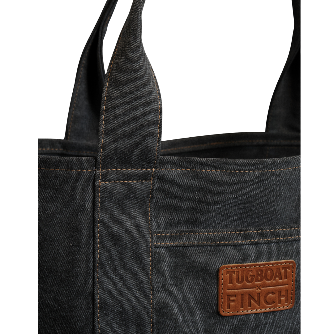FINCH Original : Tugboat Tote in charcoal canvas w/contrast stitching