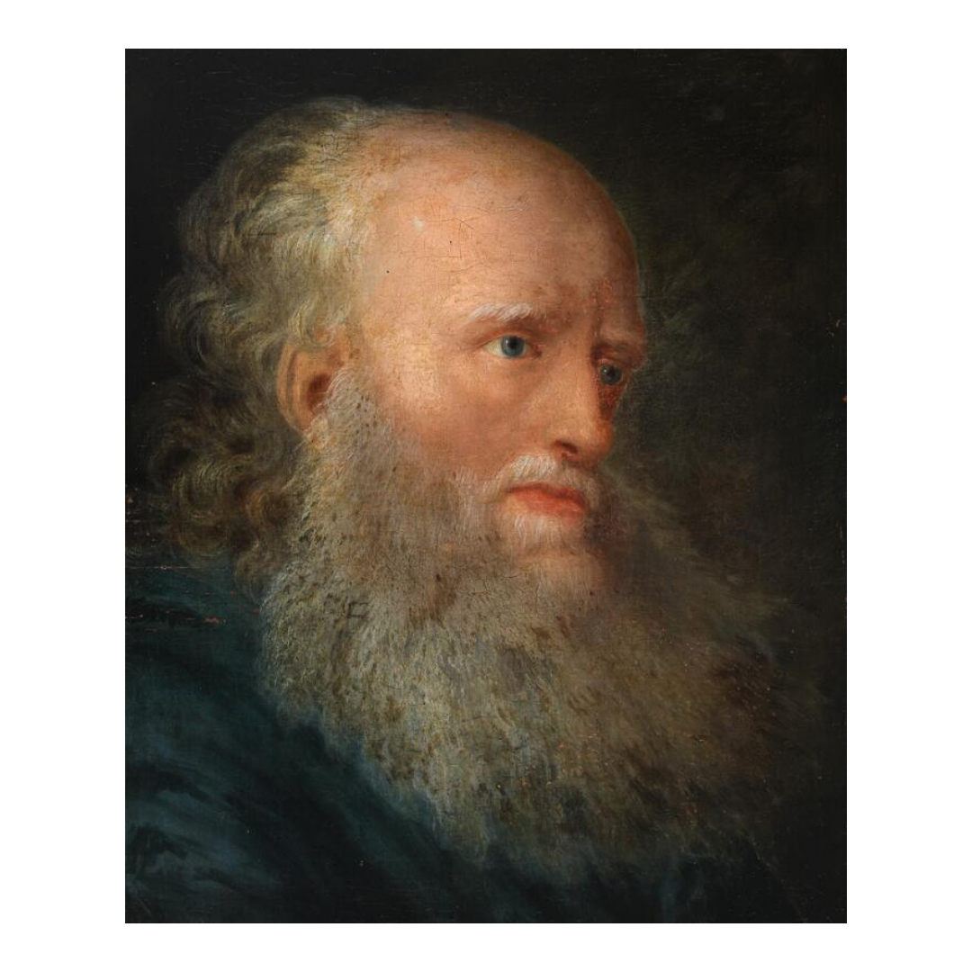 18thc Italian : portrait of a bearded man, o/c, signed at reverse